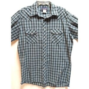 MENS WRANGLERS WESTERN LONG SLEEVE‎ SHIRT, PEARL SNAPS, SIZE LARGE TALL, PLAID